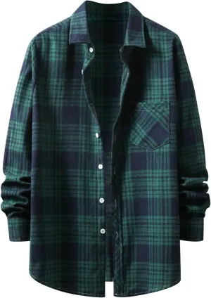 Men's Fleece Lined Flannel Shirt Jacket Sleeve Shirt Tops Men's Cardigan Men Plus Size Big&Tall Mens Coat with Hood