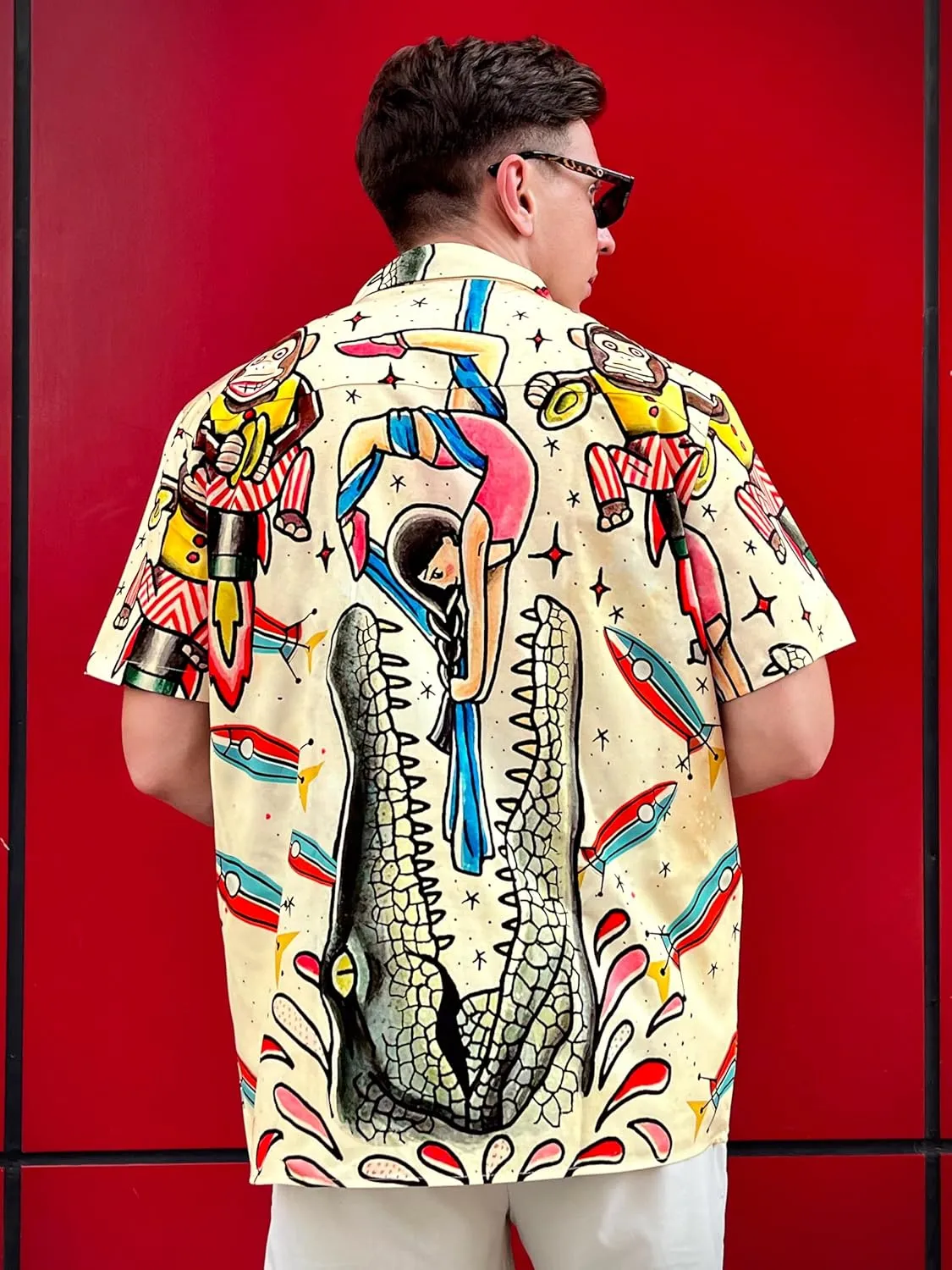 Men's Hawaiian Shirt Button Down Funny Printed Casual Short Sleeve Summer Beach Shirts