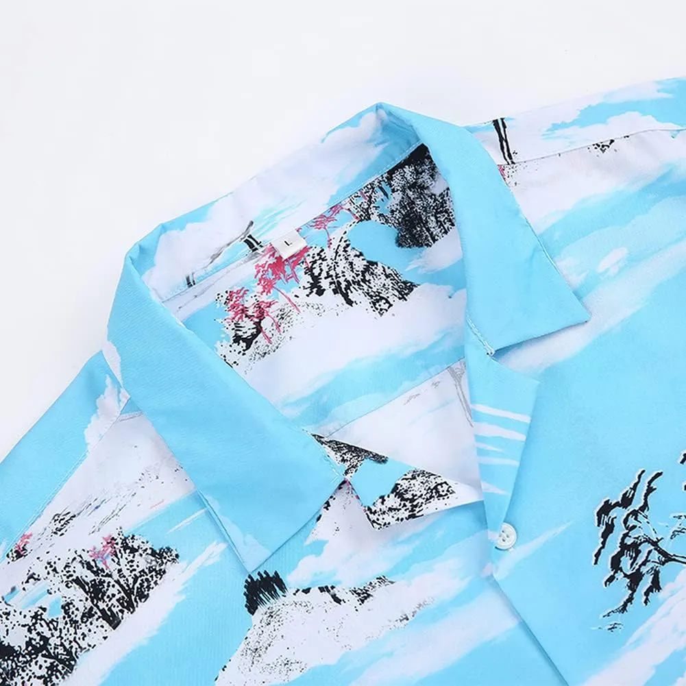 Men's Hawaiian Shirts Button Up Short Sleeve Printed Shirt Tropical Holiday Beach Shirts for Men