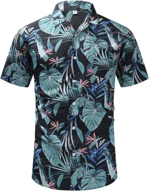 Men's Hawaiian Shirts Button Up Short Sleeve Printed Shirt Tropical Holiday Beach Shirts for Men