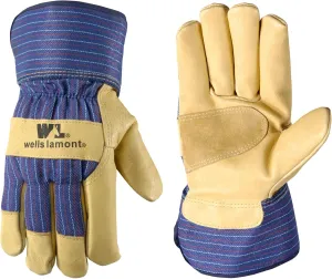 Men's Heavy Duty Leather Palm Thinsulate Winter Work Gloves with Safety Cuff, Large (Wells Lamont 5235L), Palomino