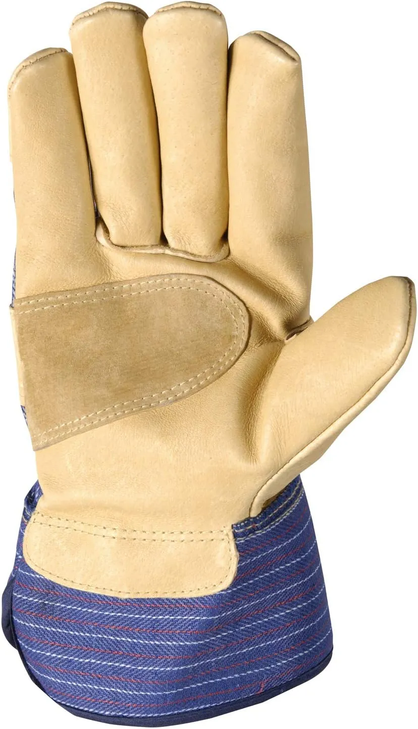 Men's Heavy Duty Leather Palm Thinsulate Winter Work Gloves with Safety Cuff, Large (Wells Lamont 5235L), Palomino