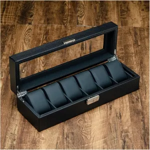 Mens Jewellery Box Carbon Fiber Leather Watch Box Storage Box Men's Watch Box Watch Mechanical Watch Jewelry with Lock Storage Display Watch Gift Box