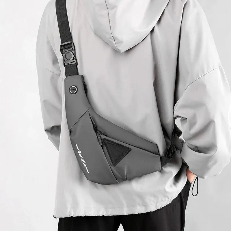 Men's Shoulder Bag Waterproof USB Oxford Crossbody Bag Sling Multifunction Short Travel Messenger Chest Pack For Male
