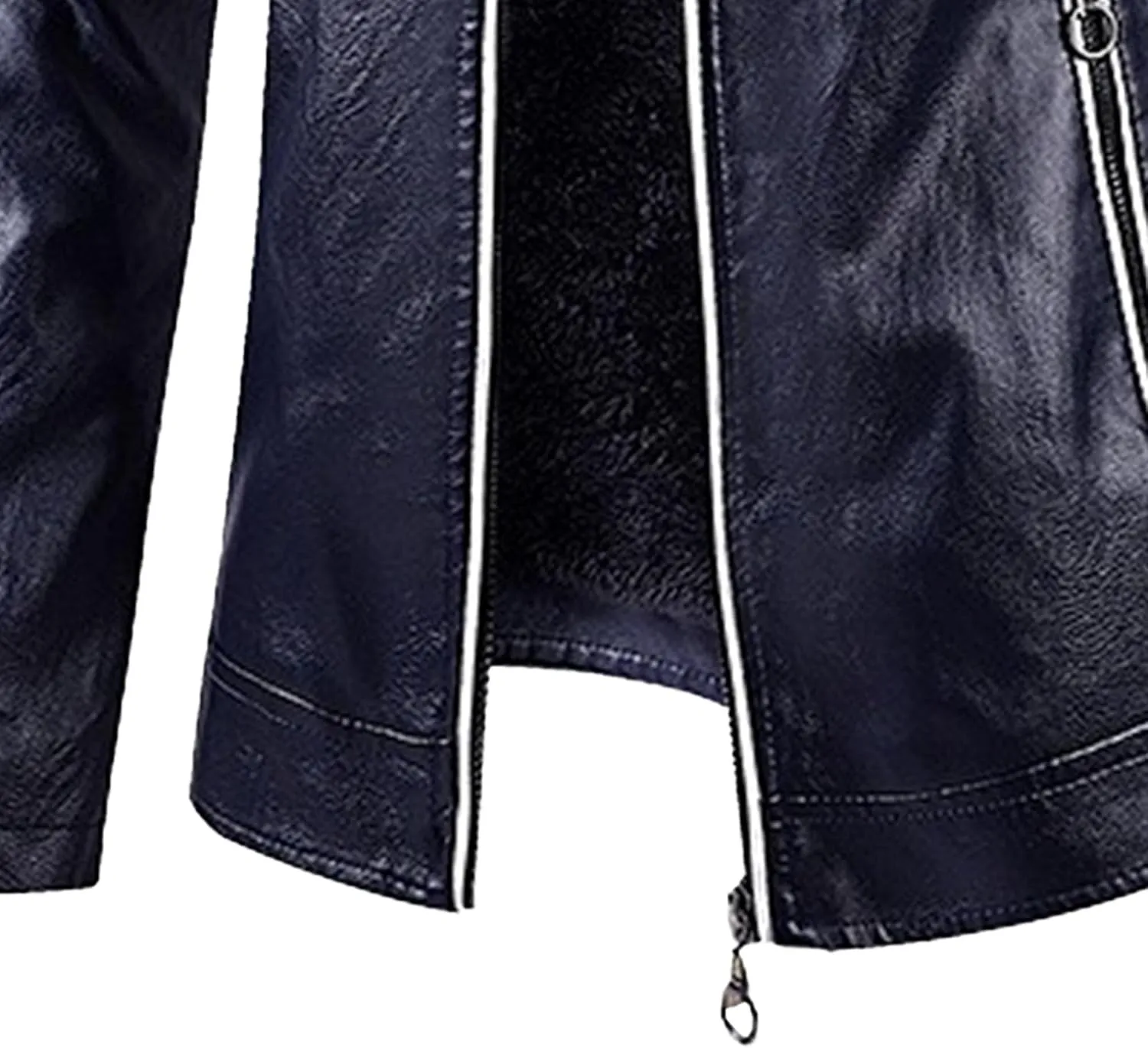 Men's Stand Collar PU Motorcycle Jacket Biker Riding Long Sleeve Coat Jackets Faux Zip-Up Slim Armor Leather Outerwear