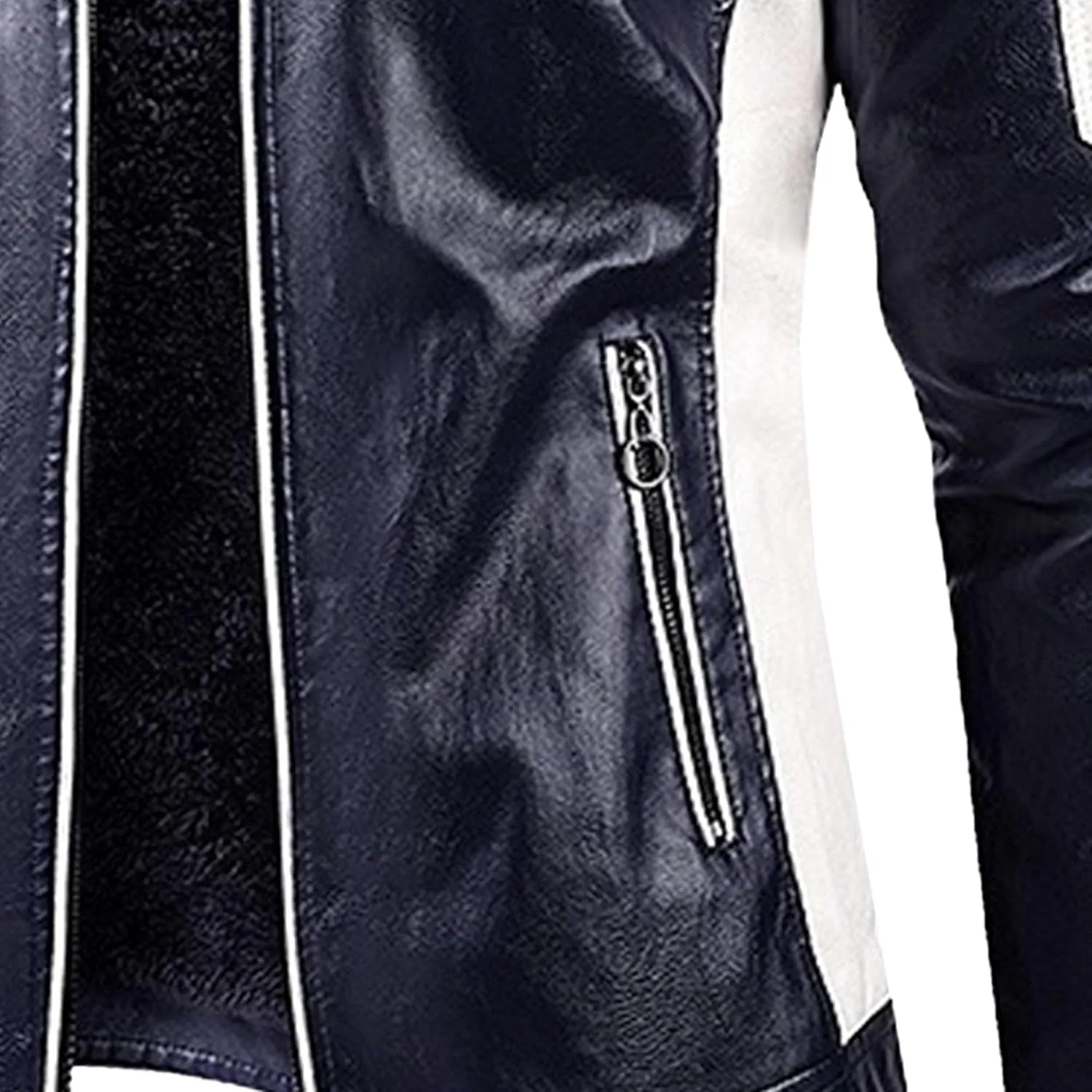 Men's Stand Collar PU Motorcycle Jacket Biker Riding Long Sleeve Coat Jackets Faux Zip-Up Slim Armor Leather Outerwear