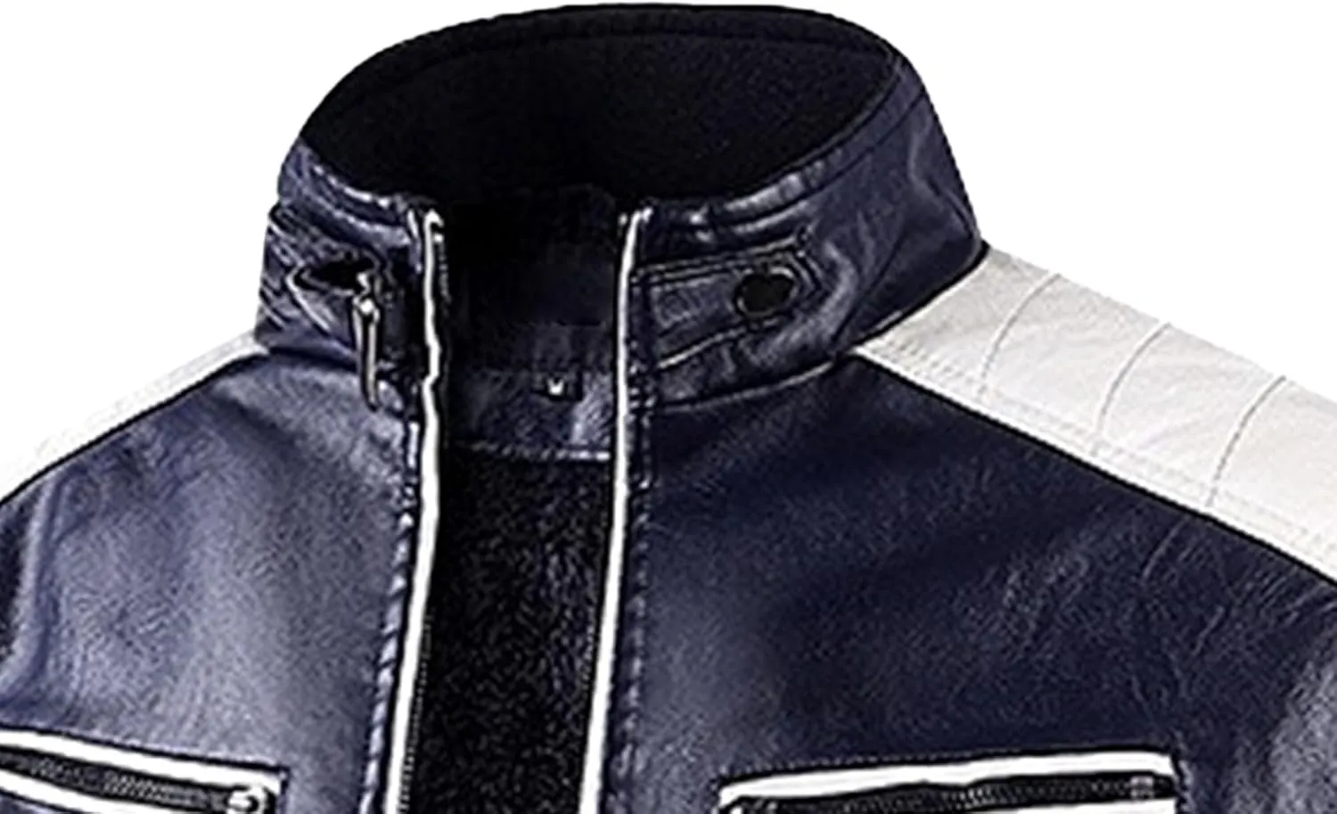 Men's Stand Collar PU Motorcycle Jacket Biker Riding Long Sleeve Coat Jackets Faux Zip-Up Slim Armor Leather Outerwear