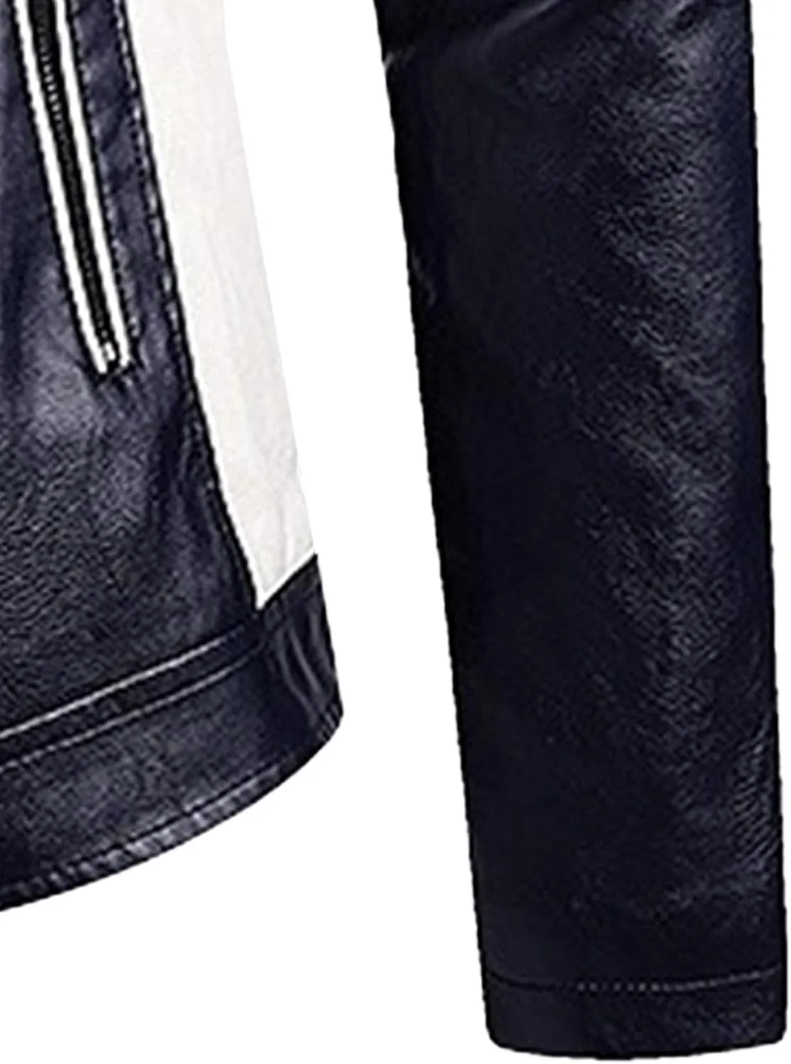 Men's Stand Collar PU Motorcycle Jacket Biker Riding Long Sleeve Coat Jackets Faux Zip-Up Slim Armor Leather Outerwear