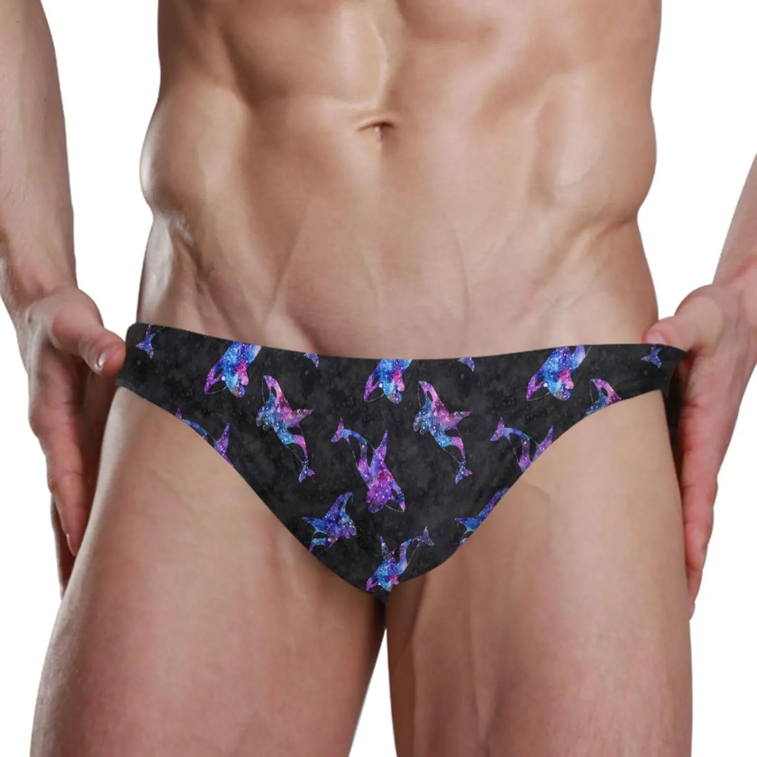 Men's Swimming Brief Polyester Swimwear for Beach Pool Lightweight Summer Swim Trunks for Men Printed
