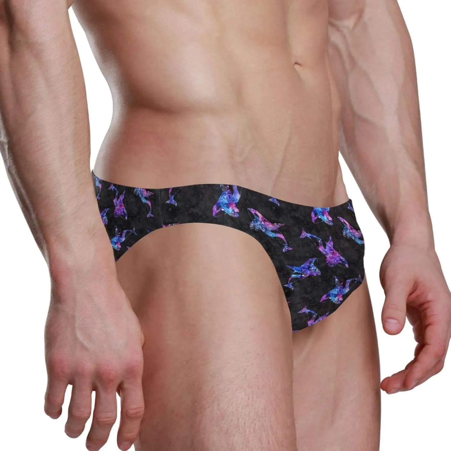 Men's Swimming Brief Polyester Swimwear for Beach Pool Lightweight Summer Swim Trunks for Men Printed