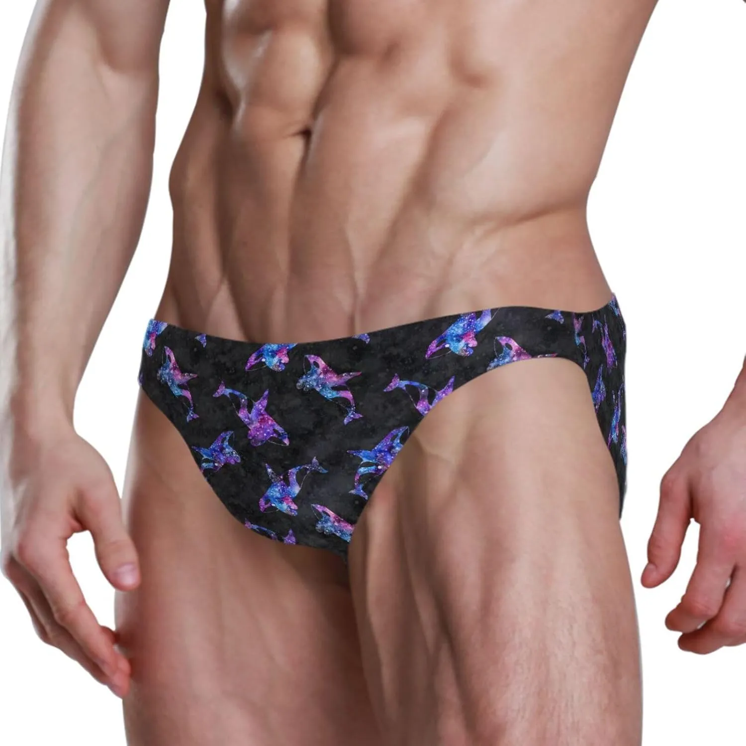 Men's Swimming Brief Polyester Swimwear for Beach Pool Lightweight Summer Swim Trunks for Men Printed