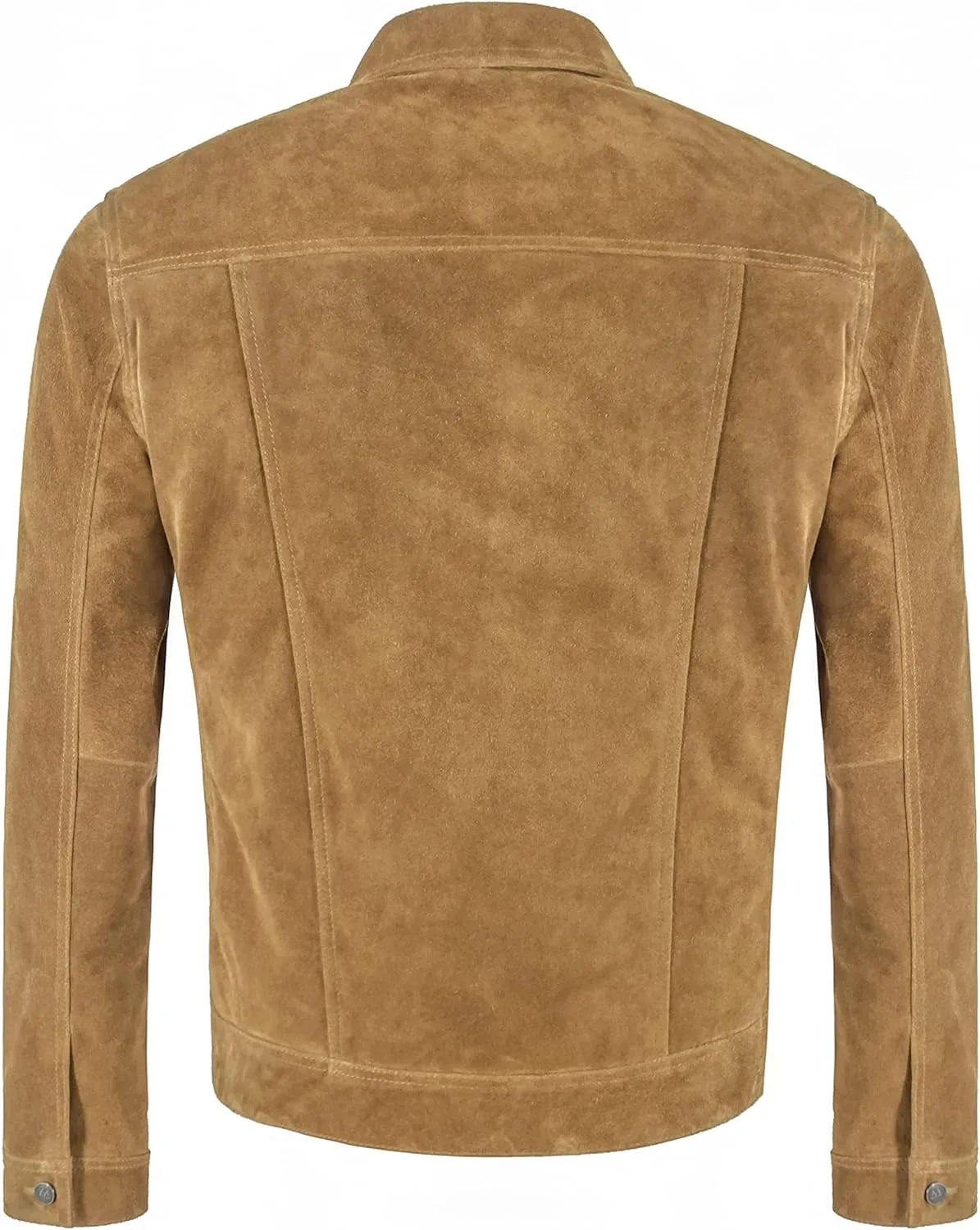 Men's Trucker Jacket Western Classic Shirt Cow Suede Leather Denim Look Jacket 1280