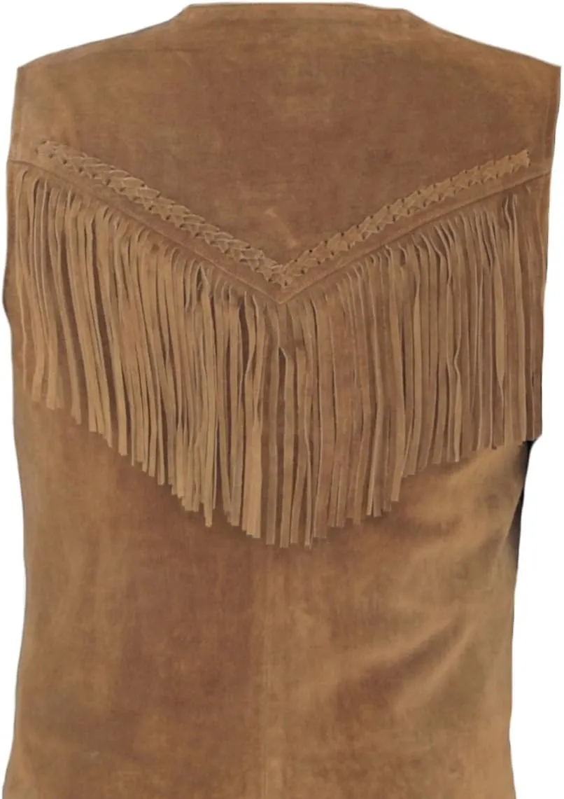 Men's Western Cowboy Fringed Suede Leather Vest