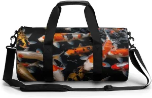 Mens Womens Gym Bag, Japan Fancy Carp Fishes Print Duffle Bags,travel Gym Duffle Bag,garment Duffle Bag,gym Bag with Shoe Compartment