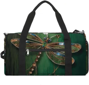 Mens Womens Gym Bag, Jewel Dragonfly Print Duffle Bags,travel Gym Duffle Bag,garment Duffle Bag,gym Bag with Shoe Compartment