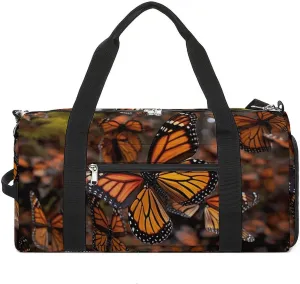 Mens Womens Gym Bag, Monarch Butterflies Print Duffle Bags,travel Gym Duffle Bag,garment Duffle Bag,gym Bag with Shoe Compartment