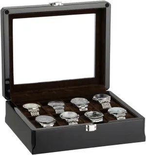 Men’S Wooden Watch Box, 8-Slot Organizer with Glass Top, Elegant Lacquered Wood Display Case, Premium Watch Gift Box for Men, Christmas, Father’S Day Present