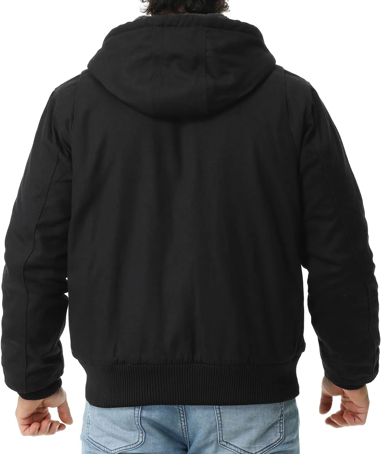 Men's Work Coat Washed Duck Fleece Lined Waterproof Workwear Fit Relaxed Winter Hooded Active Jacket