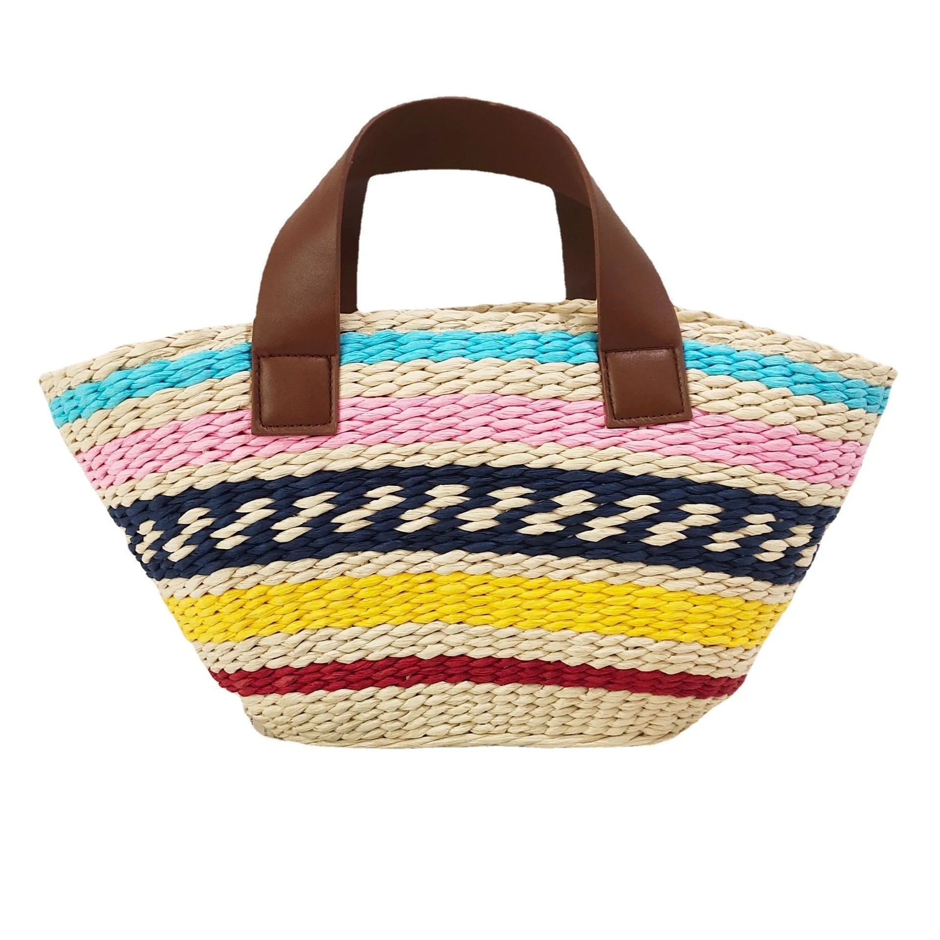Miho Striped Bohemian Straw Baskets