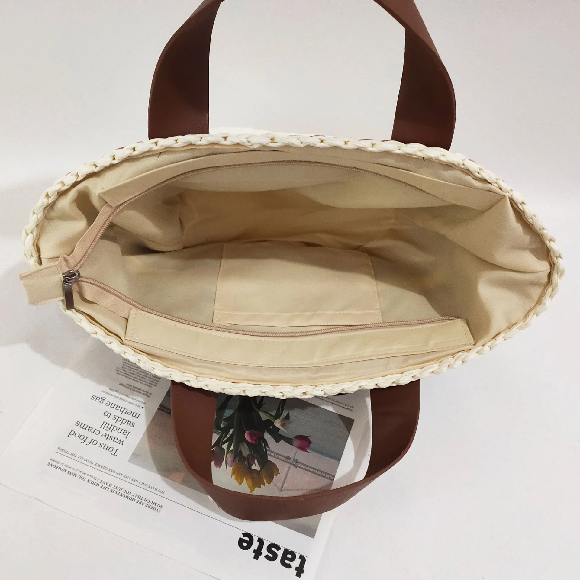 Miho Striped Bohemian Straw Baskets