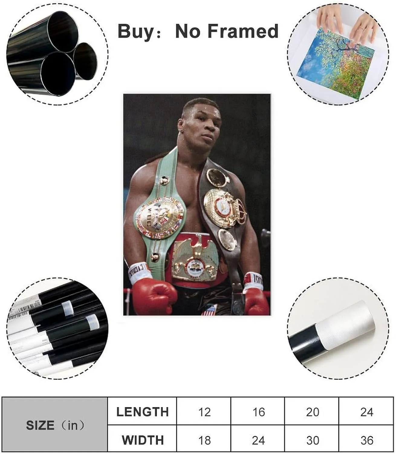 Mike Tyson Boxing Posters 1 Canvas Poster Wall Art Decor Print Picture Paintings for Living Room Bedroom Decoration Unframe:12x18inch(30x45cm)