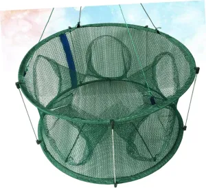 Mikinona 5Holes Automatic Foldable Mesh Fishing Net Portable Shrimp Cage Tool with Struts and Durable Multi Strand for Easy Use Freshwater