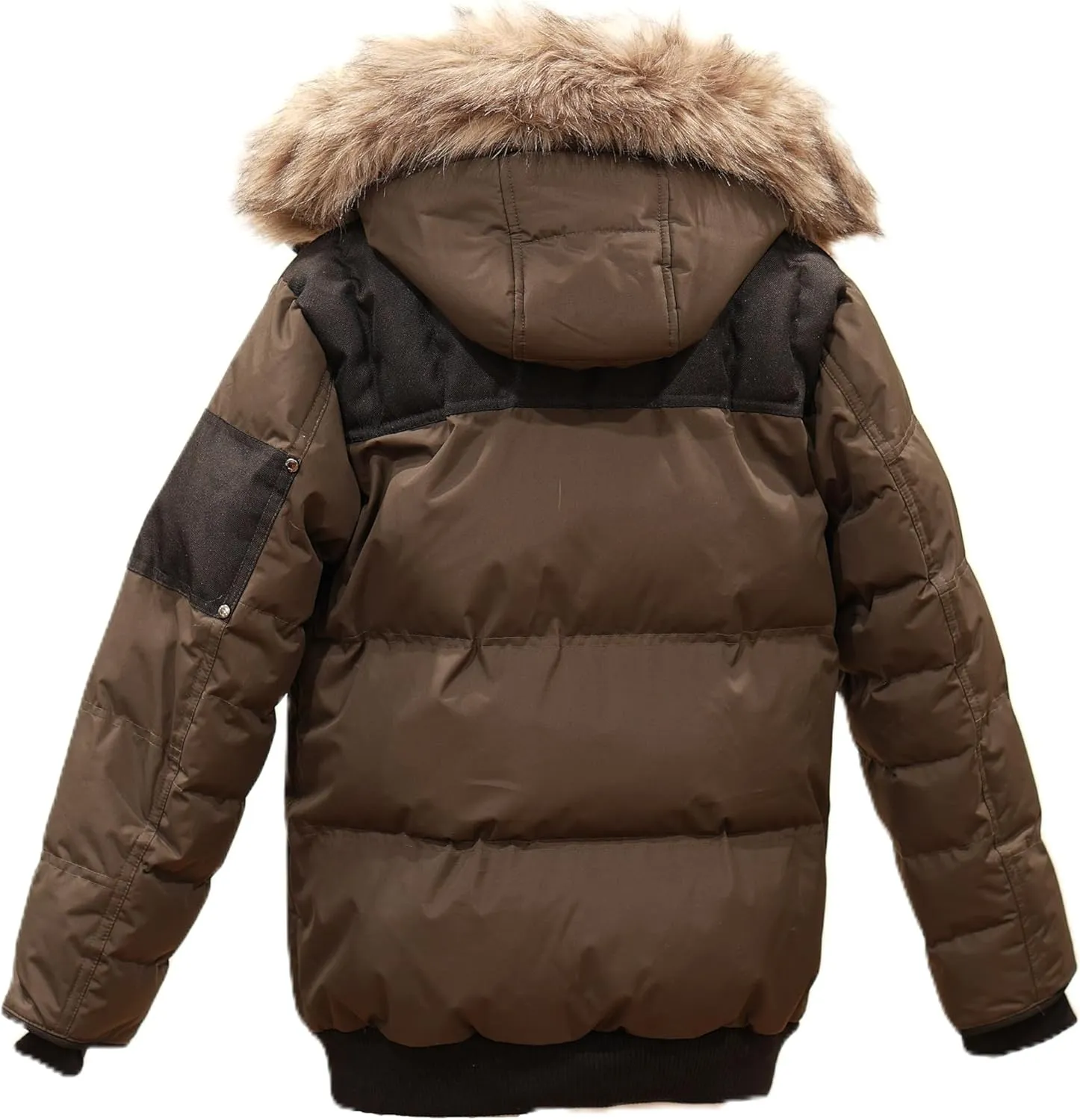 Milano Boys Bomber Jacket Waterproof Puffer Coat with Removable Hood and Faux Fur Trim Sizes 4-20