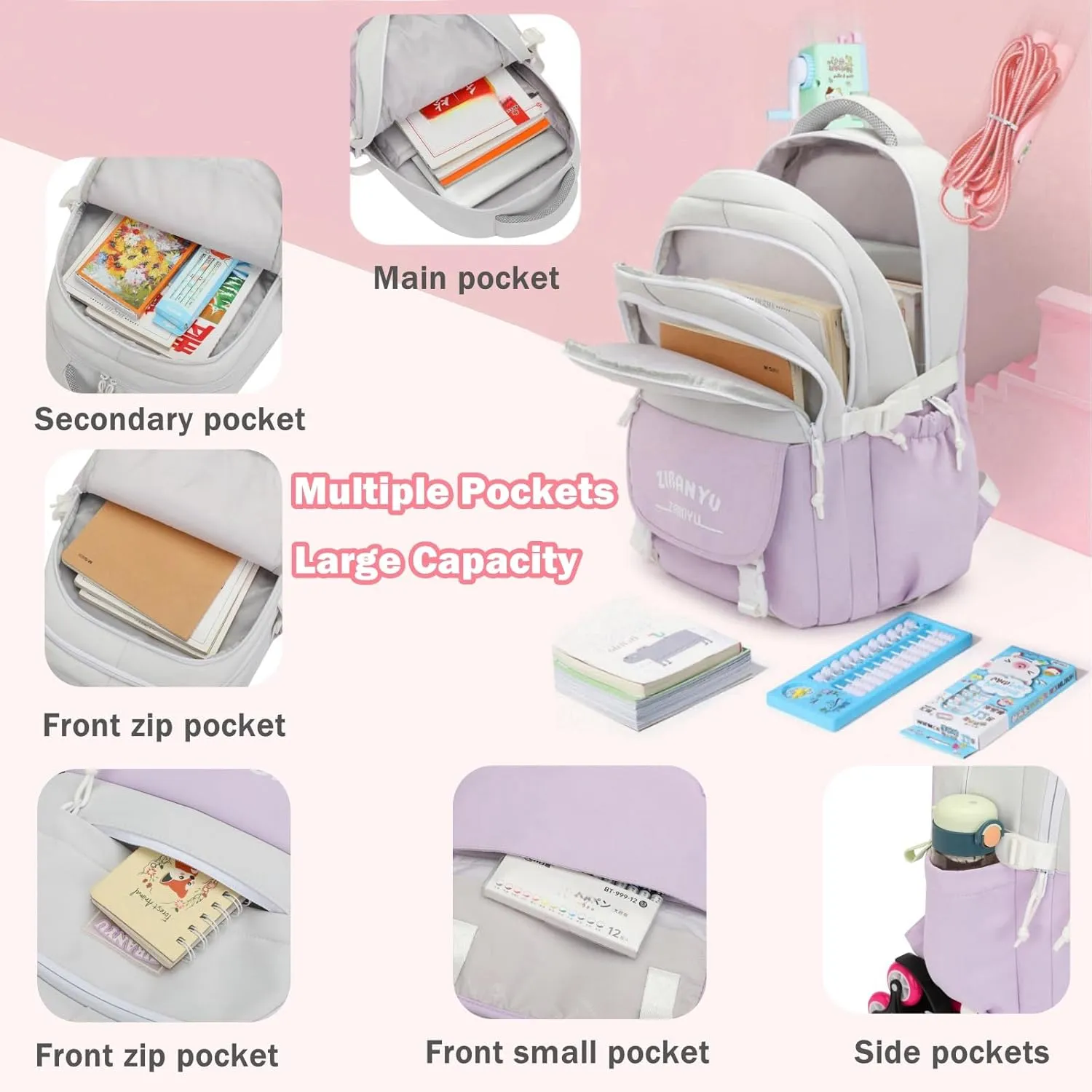 Mildame Rolling Backpack for Girls Boys School Backpack with Wheels Kids Wheeled Bookbag Black Roller Back Pack
