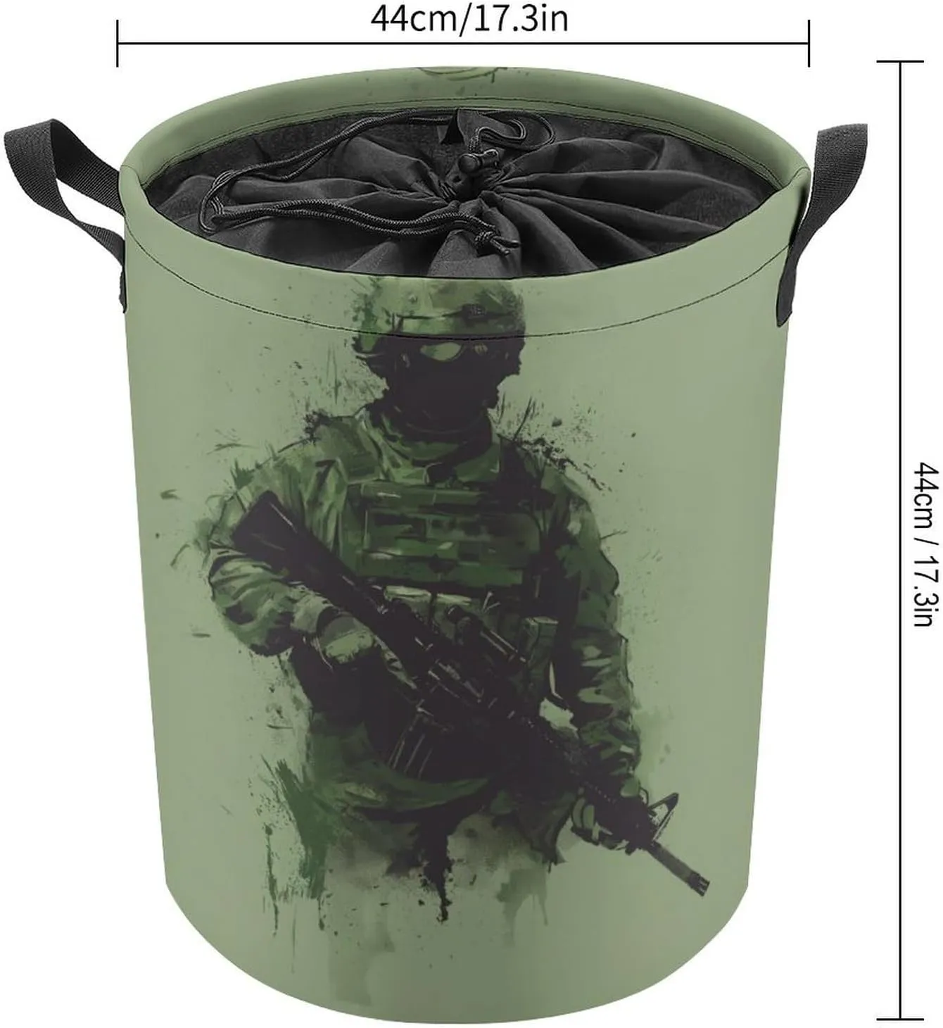 Military Unit Laundry Basket Minimalistic Laundry Hamper Round Collapsible Drawstring Clothes Hamper for Bedroom Bathroom
