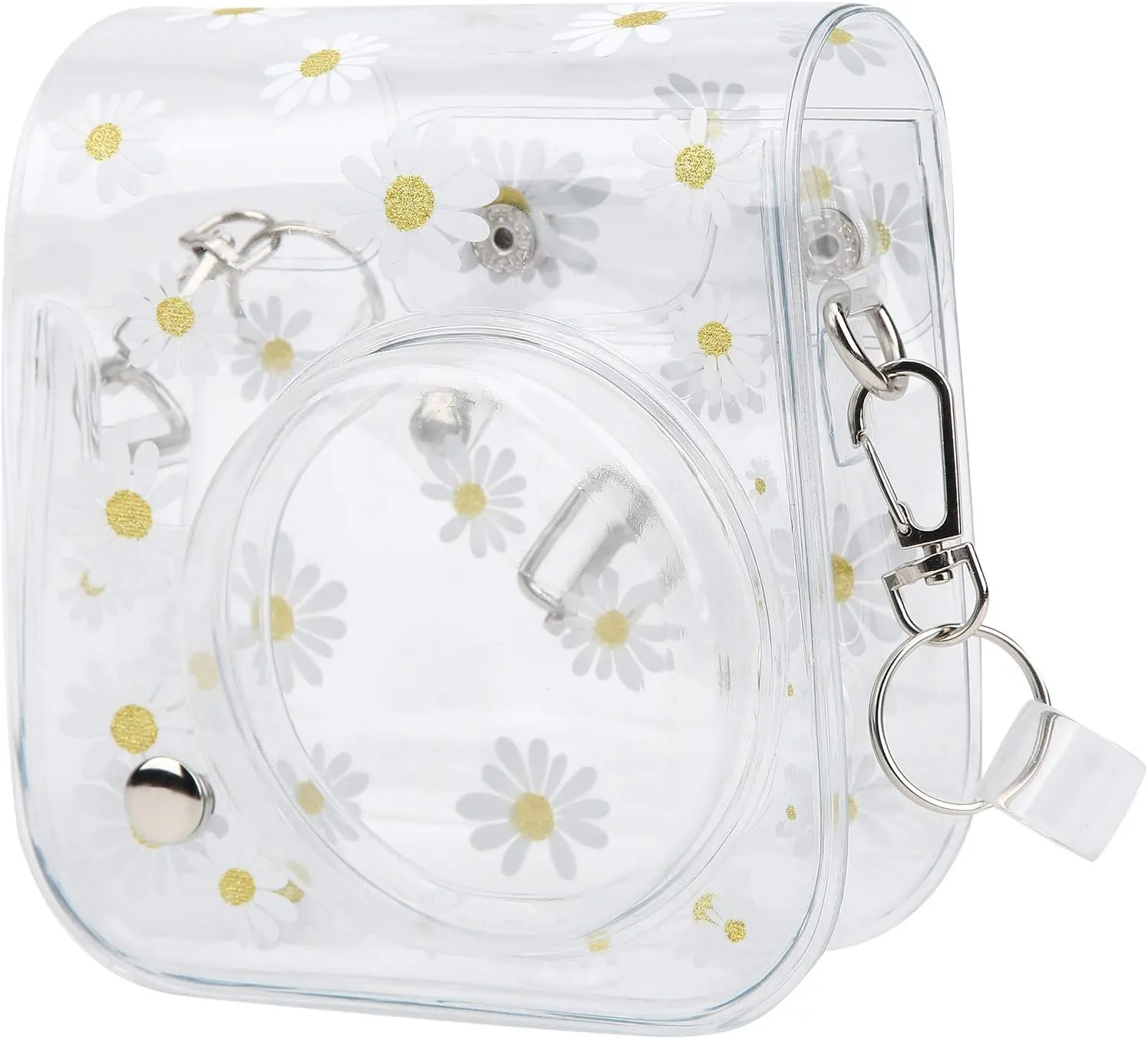 Milltrip Camera Bag, Transparent Small Camera Bag PVC Case with Shoulder Strap for F ujifilm Instax M ini 11/9/ 8 Camera(Transparent Daisy)