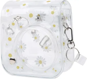 Milltrip Camera Bag, Transparent Small Camera Bag PVC Case with Shoulder Strap for F ujifilm Instax M ini 11/9/ 8 Camera(Transparent Daisy)