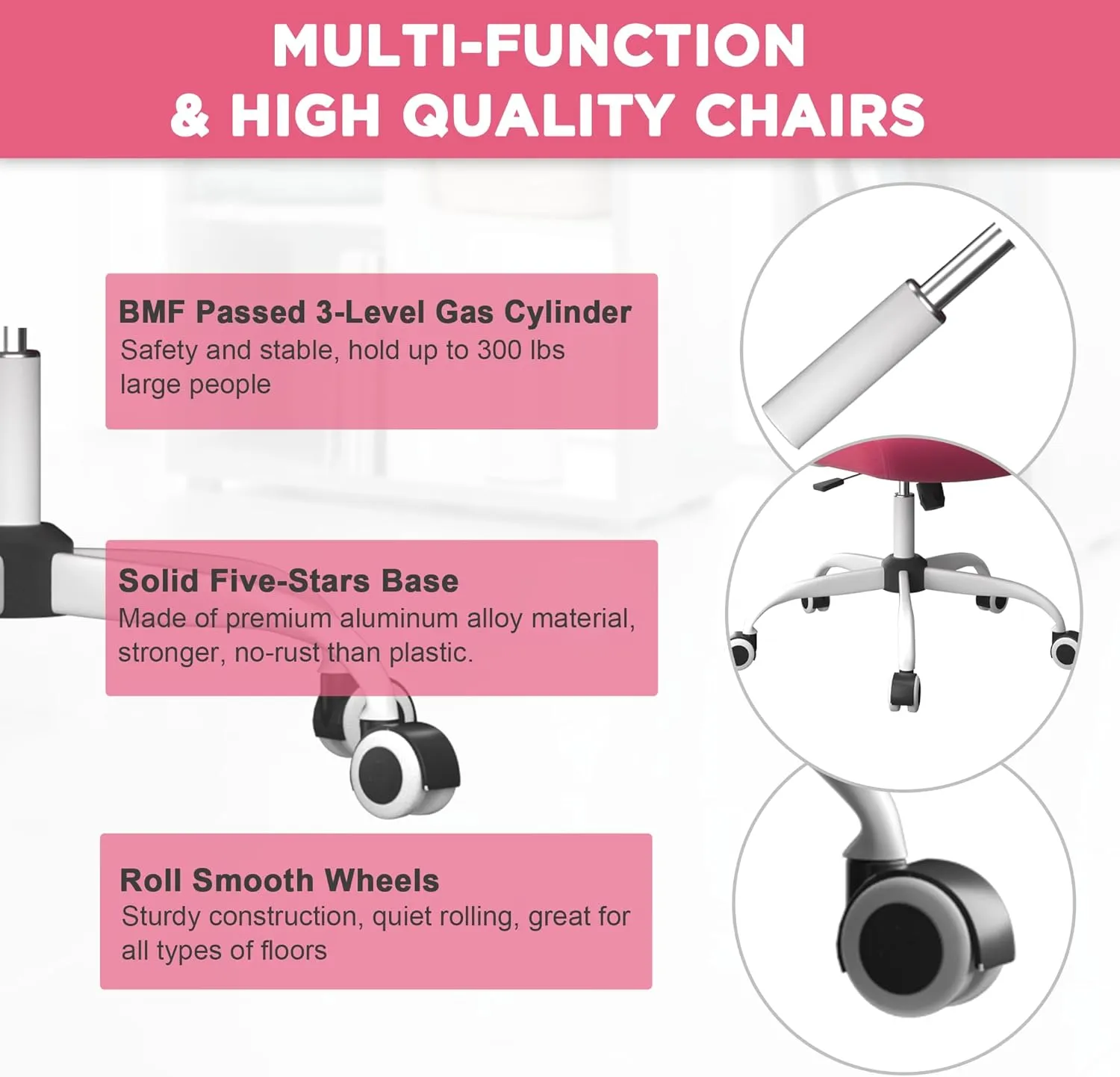 Mimoglad Office Chair, High Back Ergonomic Desk Chair with Adjustable Lumbar Support and Headrest, Swivel Task Chair with flip-up Armrests for Guitar Playing (Modern, Barbie Pink)
