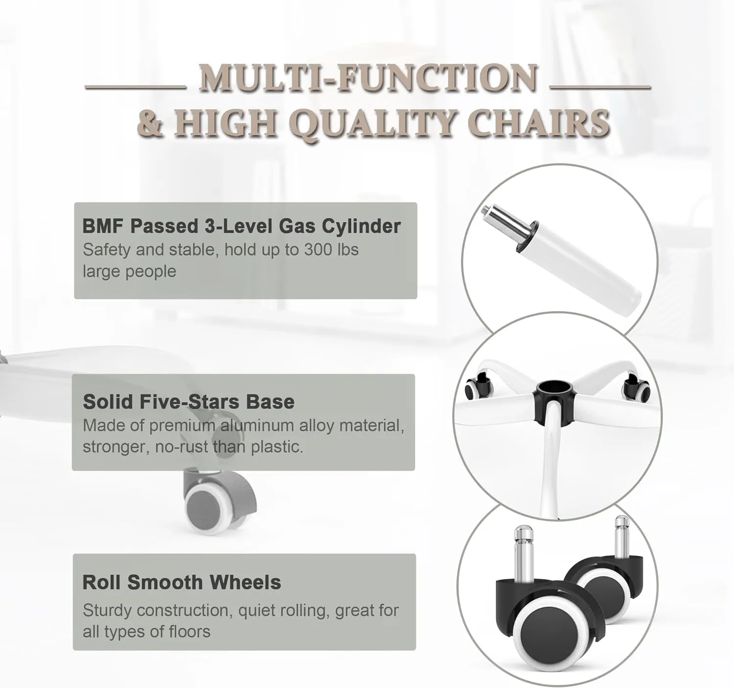 Mimoglad Office Chair, High Back Ergonomic Desk Chair with Adjustable Lumbar Support and Headrest, Swivel Task Chair with flip-up Armrests for Guitar Playing (Modern, Beige)
