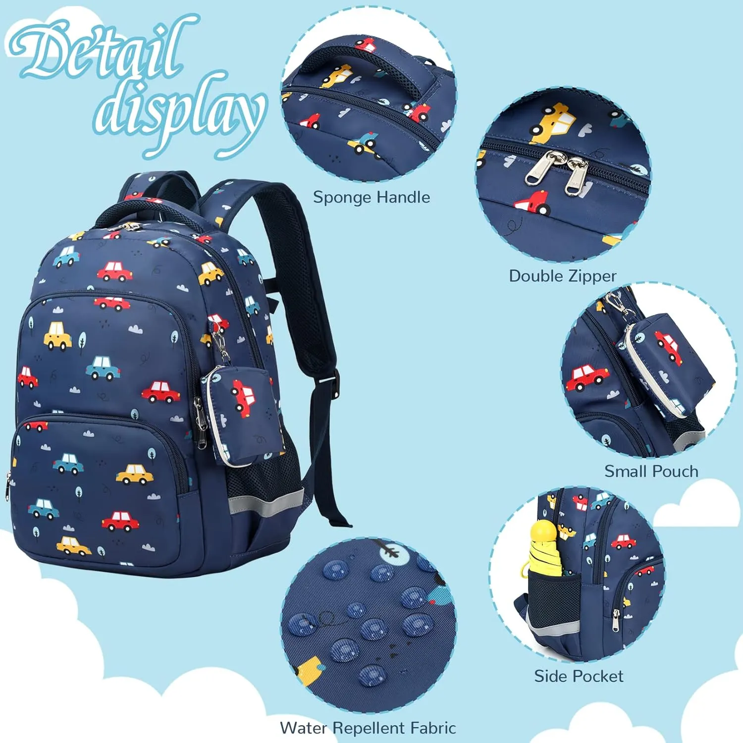 MIRLEWAIY School Backpack For Boys Kids Bookbag Elementary Bag Set with Insulated Lunch Bag and Coin Pouch, Black Dinosaur