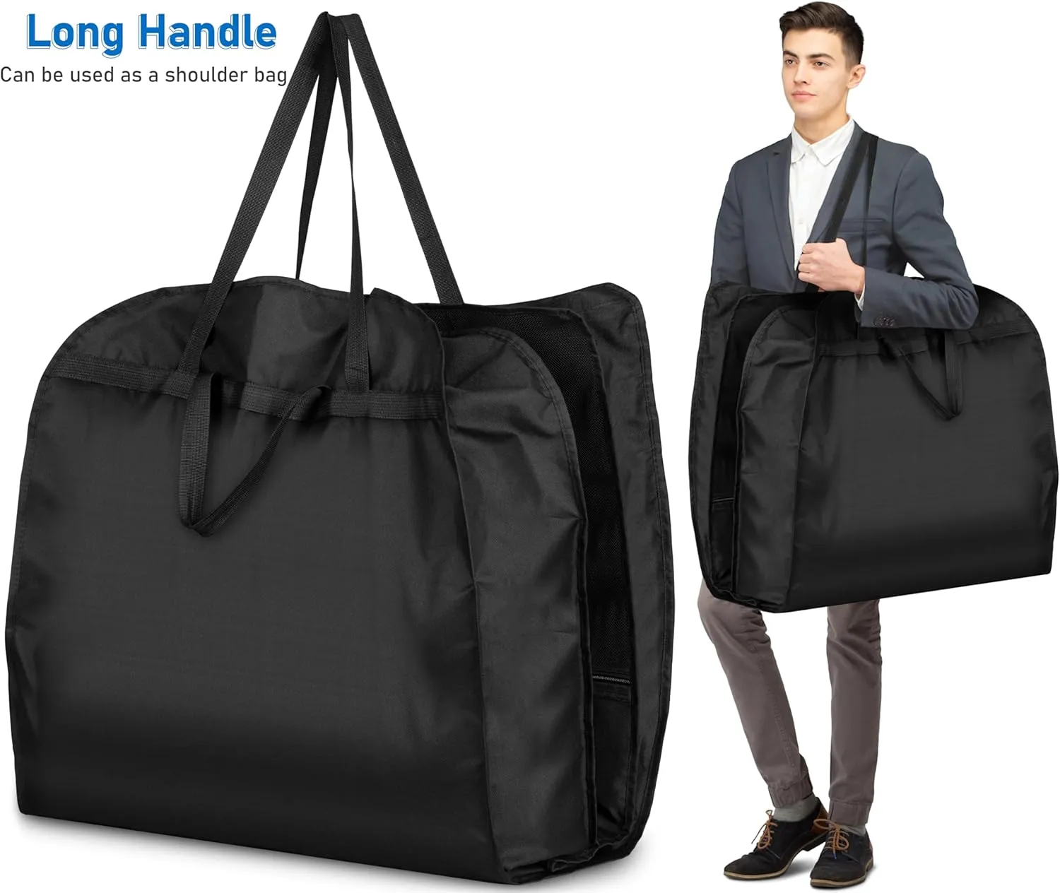 MISSLO 60" Garment Bags for Travel 6" Gusseted Dress Bags for Gowns Long 4 Handles Hanging Clothes Travel Bag with Pocket for Gowns, Suits, Coats