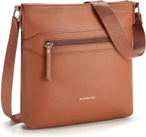 Missnine Crossbody Bags for Women Multi Pocket Purses Soft Leather Medium Shoulder Handbags with Adjustable Strap