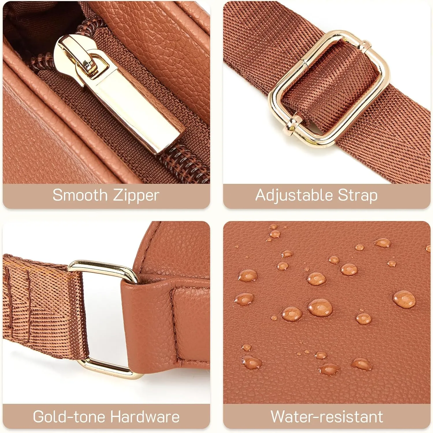 Missnine Crossbody Bags for Women Multi Pocket Purses Soft Leather Medium Shoulder Handbags with Adjustable Strap