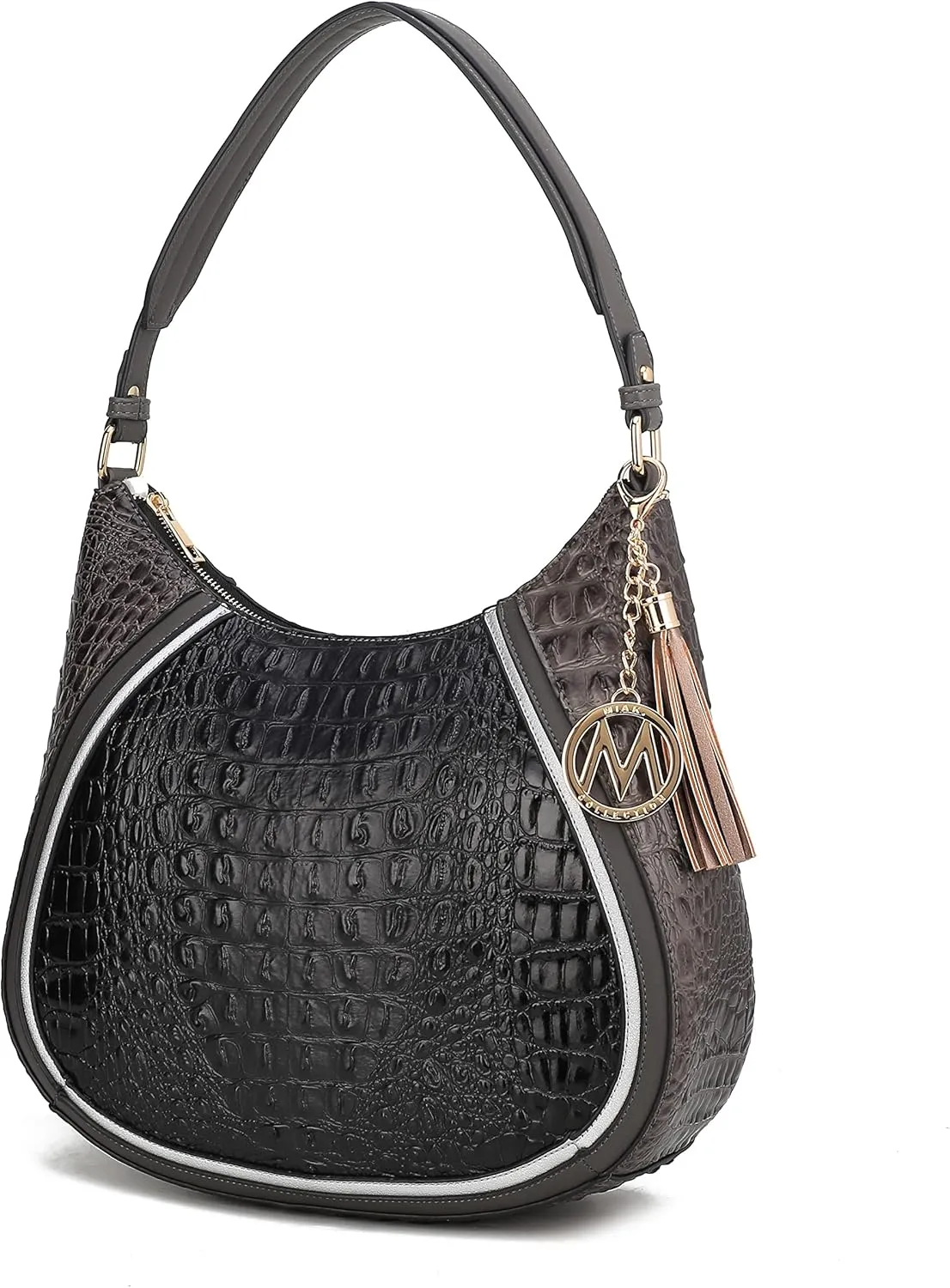 MKF Hobo Bag for Womens Fashion – PU Leather Shoulder Purse Tassel, M Charm – Top Handle Multi-pocket Handbag
