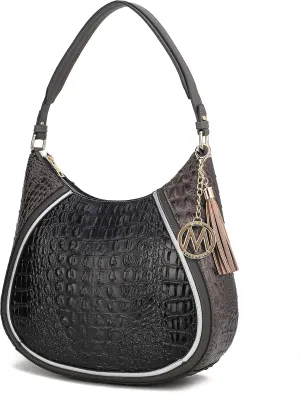 MKF Hobo Bag for Womens Fashion – PU Leather Shoulder Purse Tassel, M Charm – Top Handle Multi-pocket Handbag