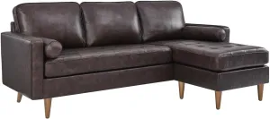 Modway Valour 78" Modern Style Leather Apartment Sectional Sofa in Brown