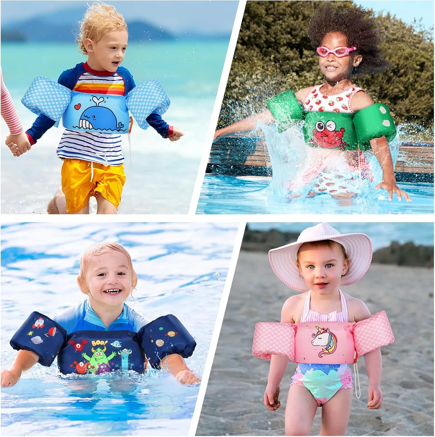 MoKo Toddler Swim Vest for Kids, 20-66 lbs, Arm Floaties with Adjustable Straps, Nylon Material, Swim Vest for Toddlers Learning to Swim