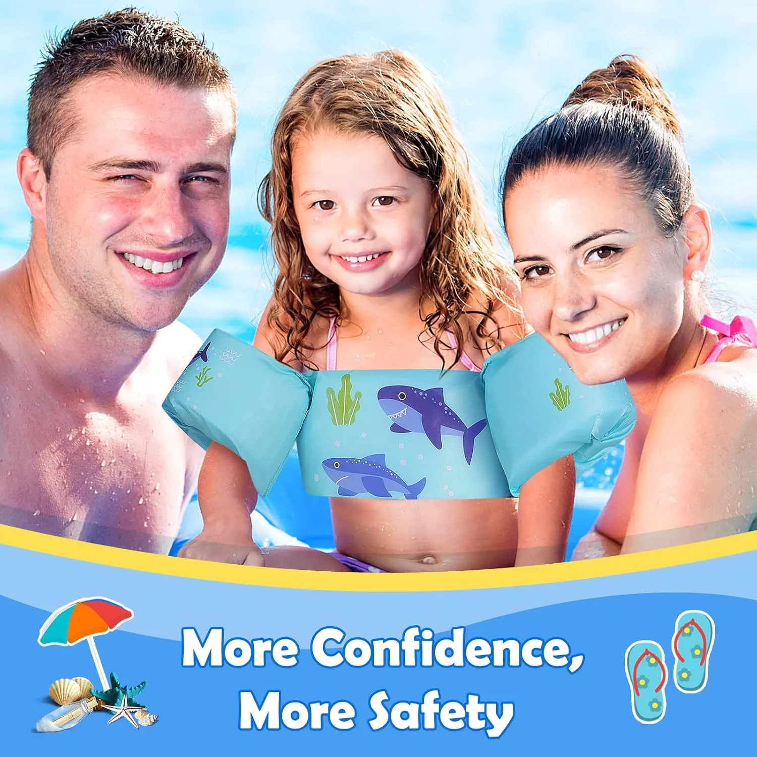 MoKo Toddler Swim Vest for Kids, 20-66 lbs, Arm Floaties with Adjustable Straps, Nylon Material, Swim Vest for Toddlers Learning to Swim