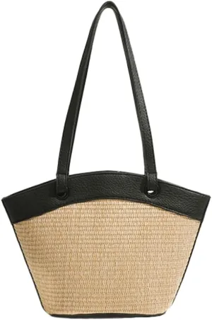 Molodo Straw Woven Bag Women's Beach Tote Bag Versatile Straw Shoulder Bag Handbag for Vacation Travel