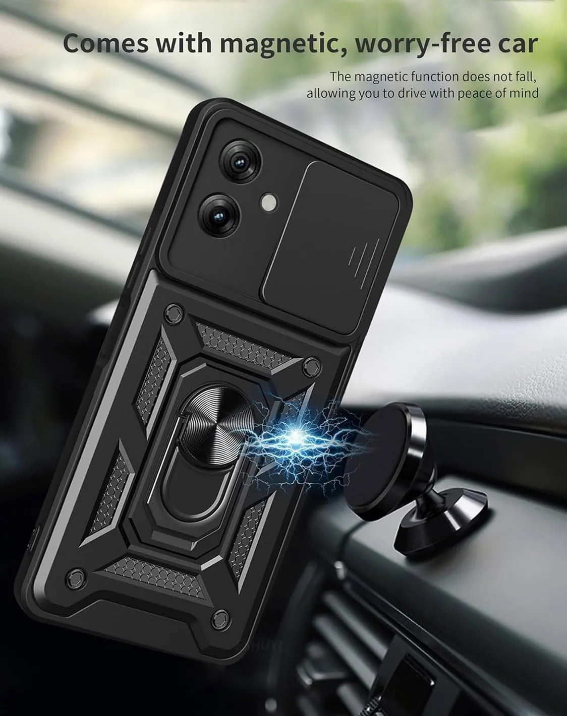 Motorola Moto G55 Case Shockproof Ring Stand Phone Camera Lens Cover