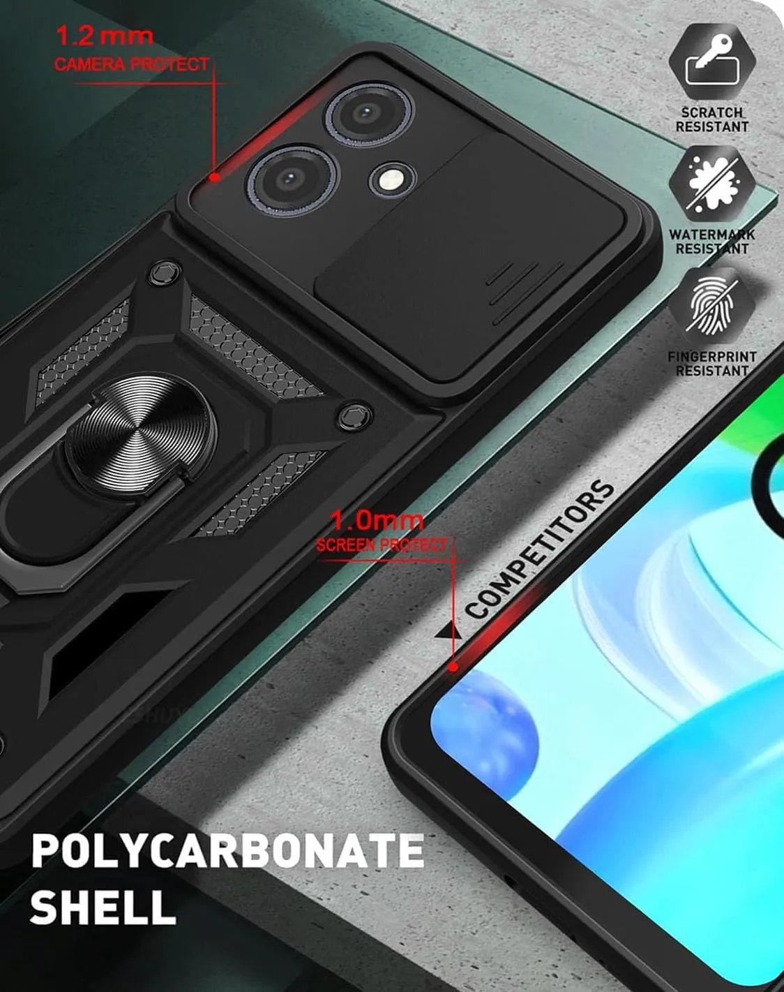 Motorola Moto G55 Case Shockproof Ring Stand Phone Camera Lens Cover
