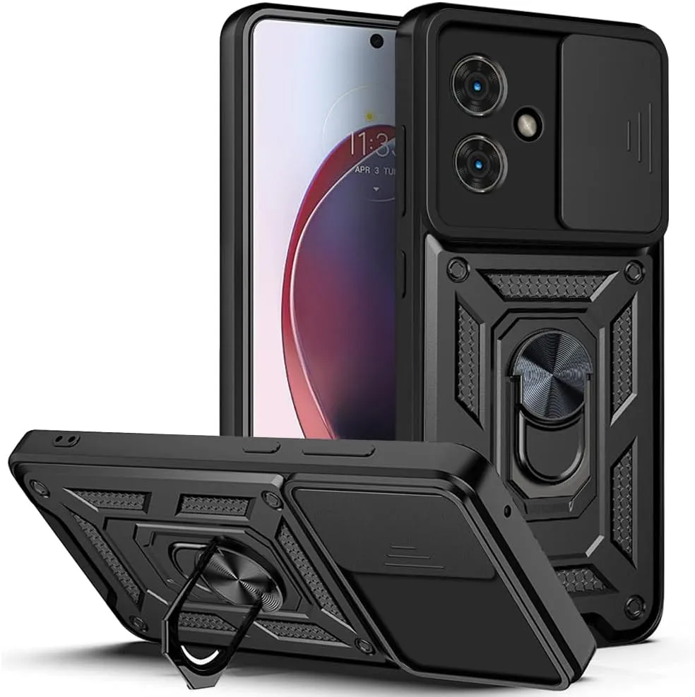 Motorola Moto G55 Case Shockproof Ring Stand Phone Camera Lens Cover