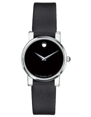 Movado Classic Museum Watch Ladies - Black Dial - Leather Strap