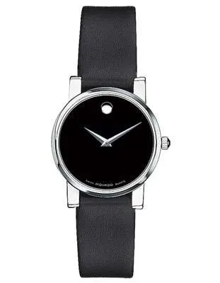 Movado Classic Museum Watch Ladies - Black Dial - Leather Strap