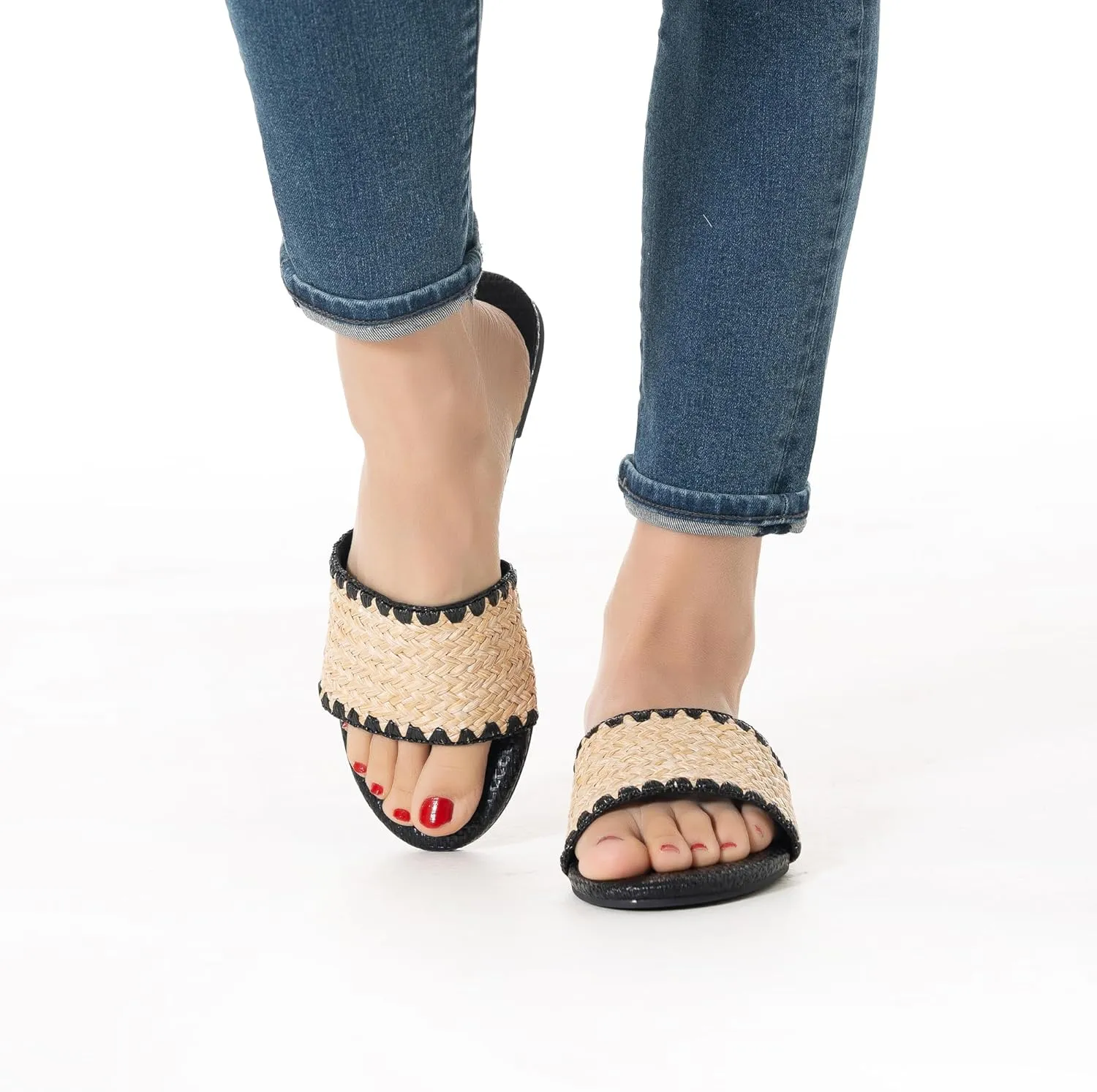 Mtzyoa Women Flat Sandals Braided Leather Nude Summer Dressy Fashion Evening Party Wedding Sandals