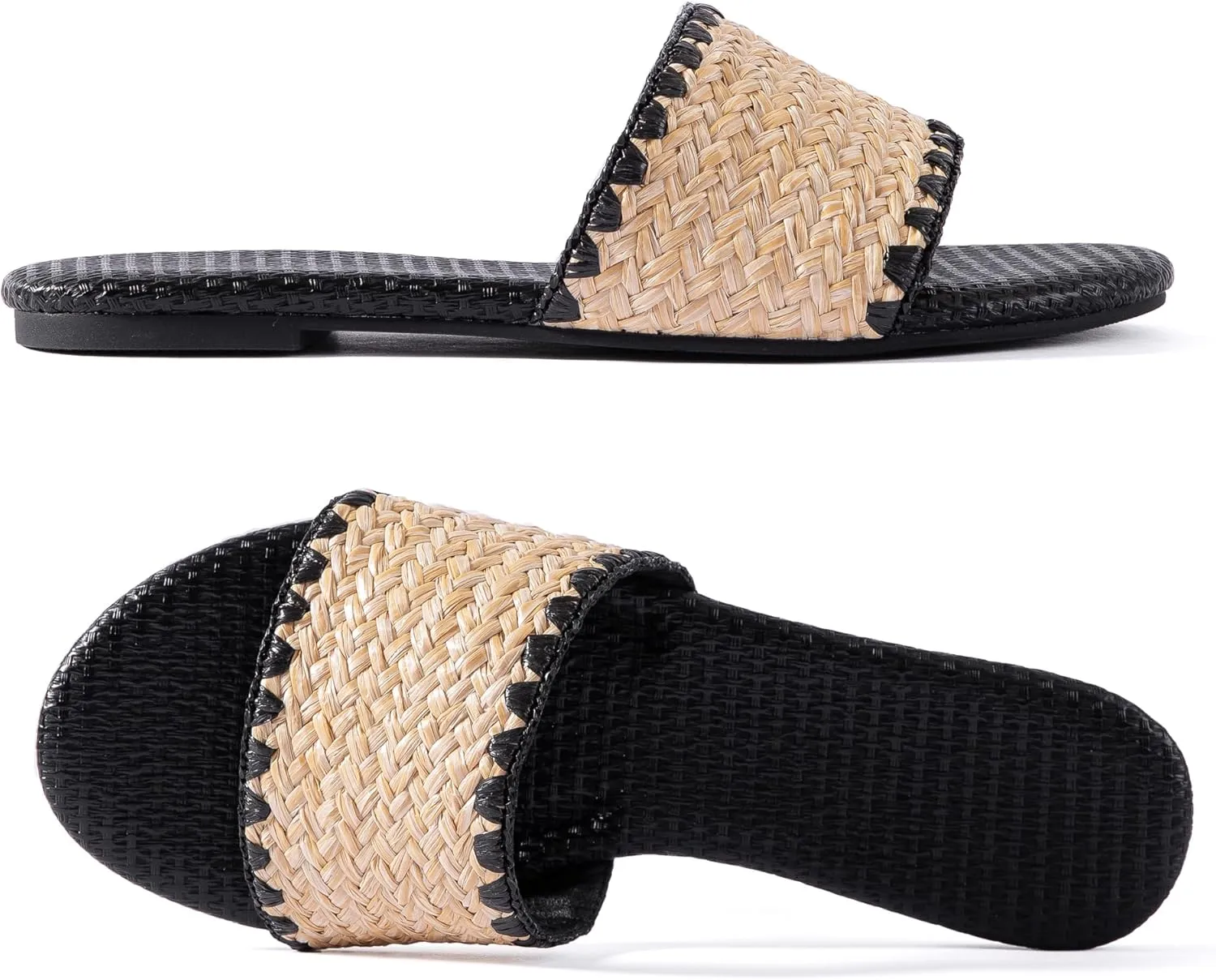 Mtzyoa Women Flat Sandals Braided Leather Nude Summer Dressy Fashion Evening Party Wedding Sandals
